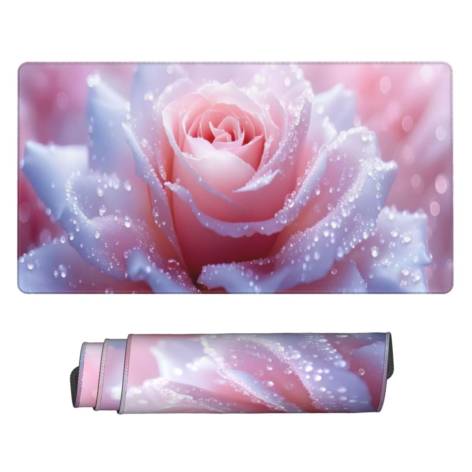 Podkładka pod mysz do gier XXL 1400 x 600 x 3 mm duża różowa podkładka pod mysz do gier akcesoria, kwiat pod ręką akcesoria biurowe zszyte krawędzie, wystrój pokoju domowego, prezent dla mężczyzn