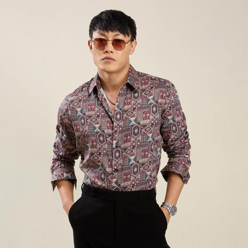 Image of MARK & ALBERT Men's Slim Fit Cotton Formal Shirt