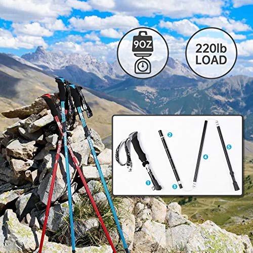 YOVITAL Trekking Poles Collapsible Hiking Poles - Aluminum 7075 Adjustable Hiking Walking Sticks with Quick Locks, Expandable to 53"and Ultralight Poles for Hiking Camping Mountains Walking(Set of 2)