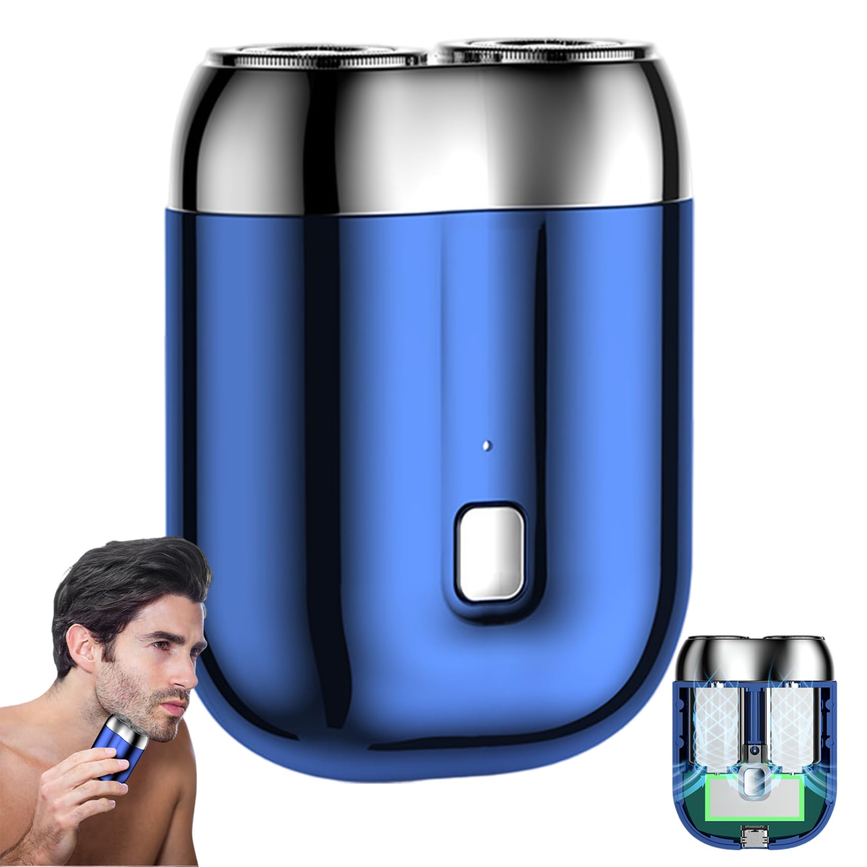 Electric Foil Shavers for Men, Mini Electric Shaver, Waterproof Rechargeable Double Head Portable Shaver, Wet & Dry Use for Men