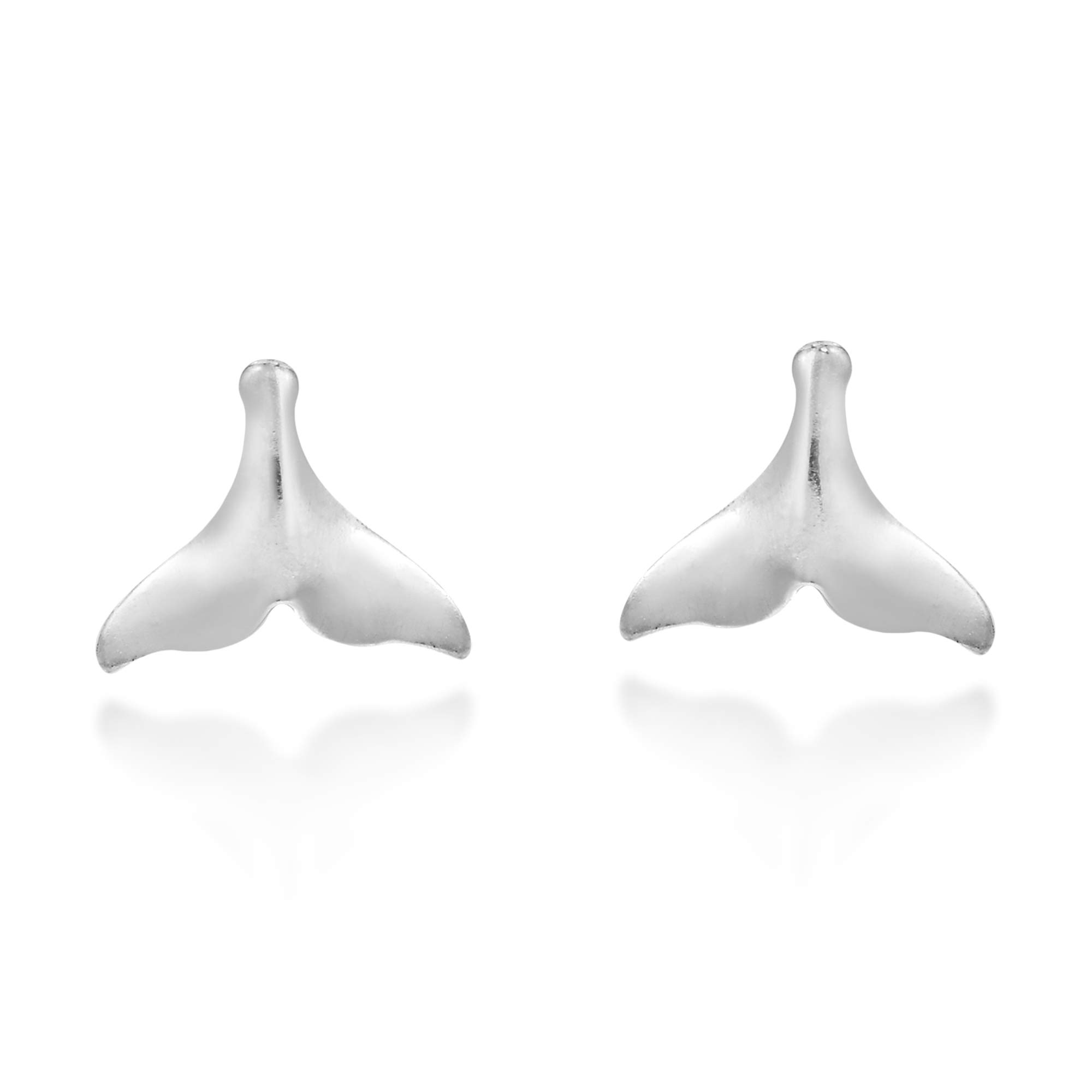 AeraVida Lovely Luck Freedom Whale Tale .925 Sterling Silver Post Stud Earrings | Sea Animal Sterling Silver Stud Earring for Women | Jewelry Gift for All Occasions, Metal