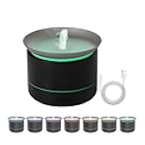 Essential Oil Diffusers, 200ml Aromatherapy Diffuser with Auto Shut-Off Function, Cool Mist Humidifier with 2 Modes, Small Diffuser with 7 Color Lights Auto Shut Off for Home Office Room, Black