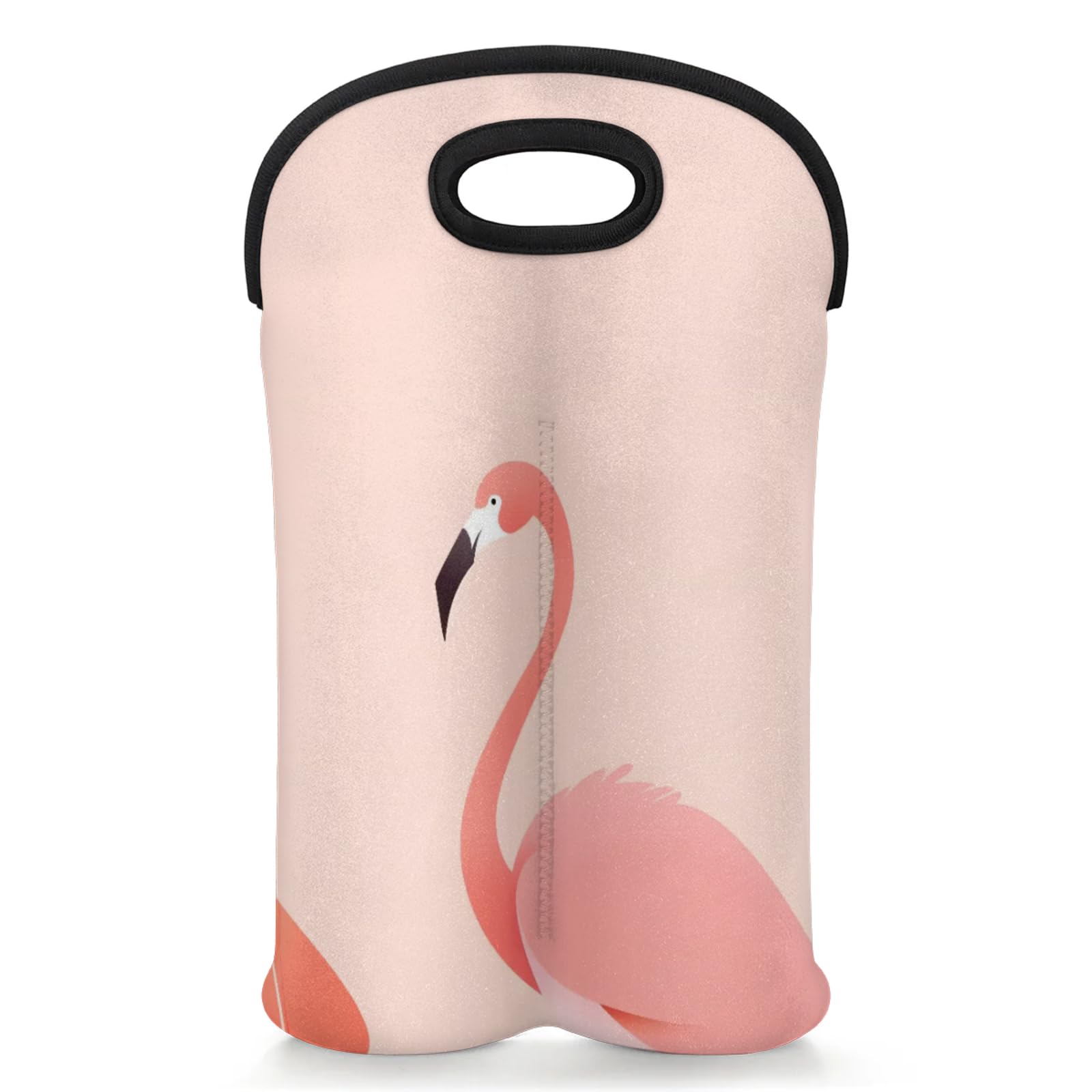 GzLeyigou 2 Bottles Flamingo Wine Bag Sleeve Totes Cartoon Flamingo Neoprene Protective Wine Carrier Bag for Wine,Water, Champagne, Beer, Baby Bottles,Gift 14.5 x 10 Inches