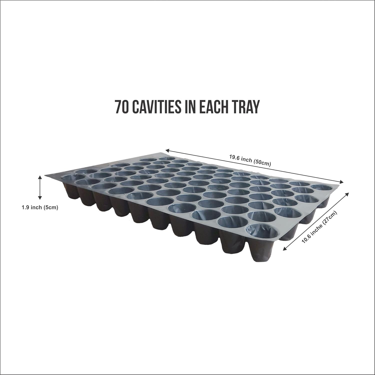 MAHIRA Germination Seedling Tray - Pack of 5 (Black, 70 Holes) Seedling Trays for Plants, Germination, Nursery Trays for Seedling, Reusable Hydroponic Trays, Seed Tray, 70 Cavities Seeding 2