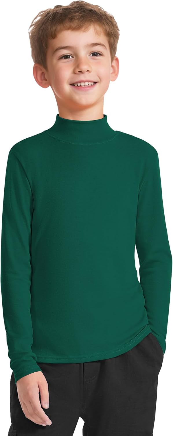 Auranso Boys Girls Long Sleeve Turtleneck Shirts Unisex Warm Solid Turtle Neck T-Shirts - Image 4