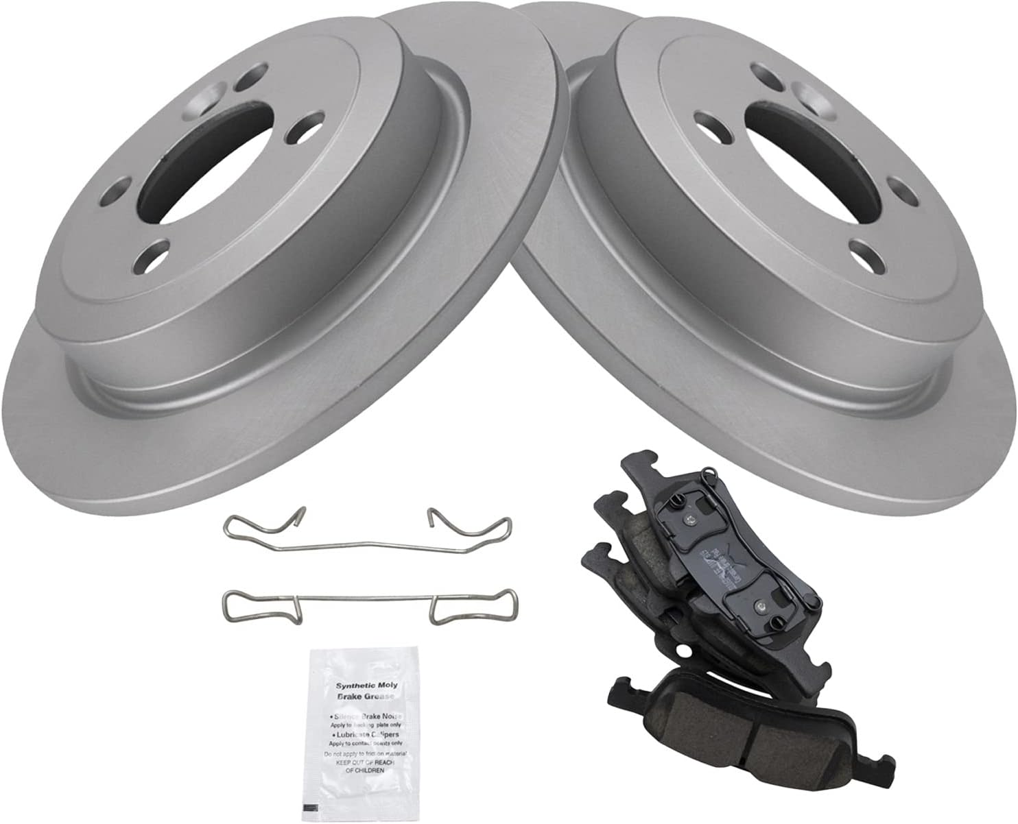 TRQ Rear Brake Pad & Rotor Kit Brake Pads Brake Rotor Ceramic Premium G-Coated Compatible with 2007-2008 Mini Cooper