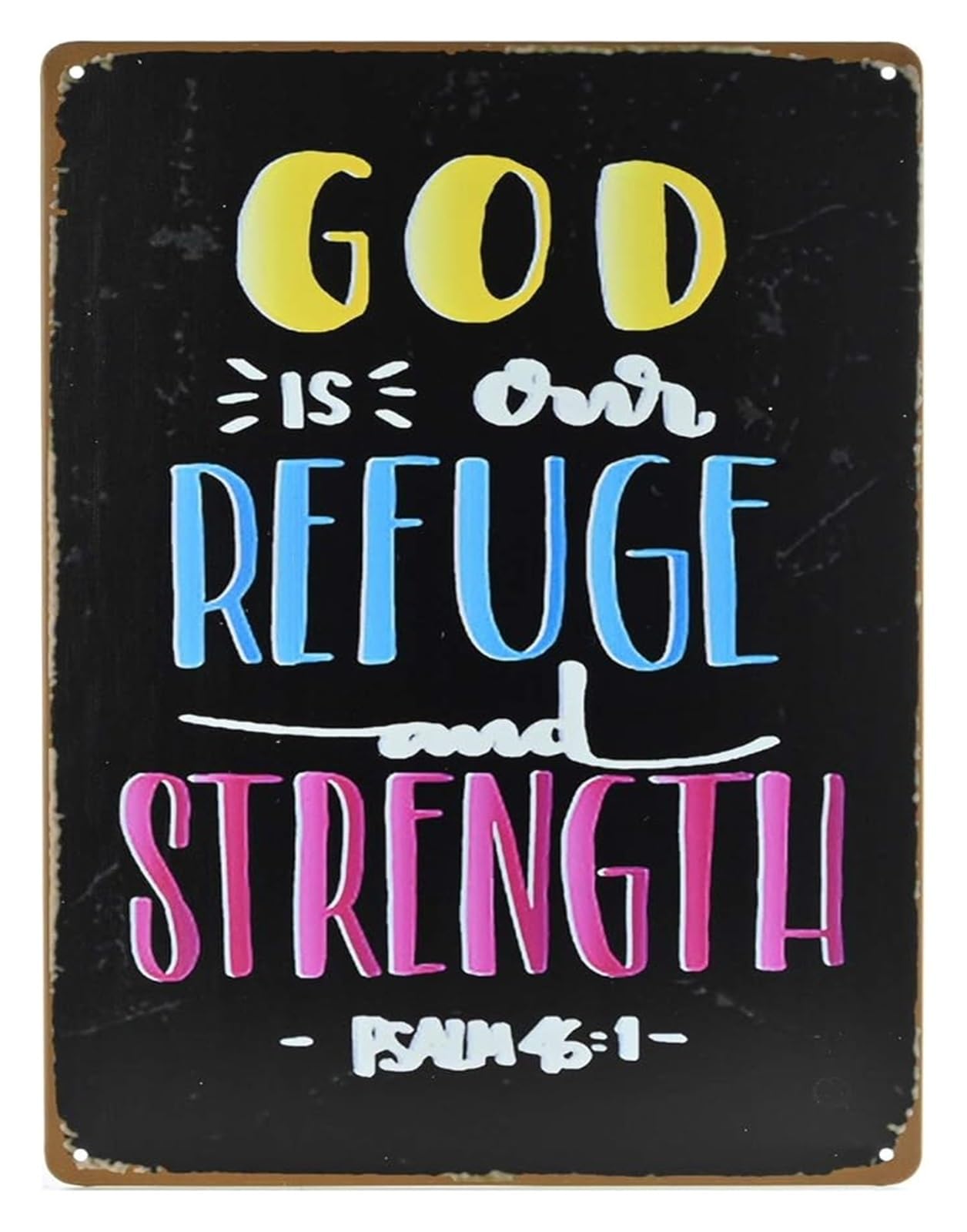XHAJCSJWGD Retro God Is Our Refuge And Strength Metal Sign Scripture Verse Wall-Art for Home Church Office Decor Christian Faith Motivational Tin Plaque 8 X 12 inch
