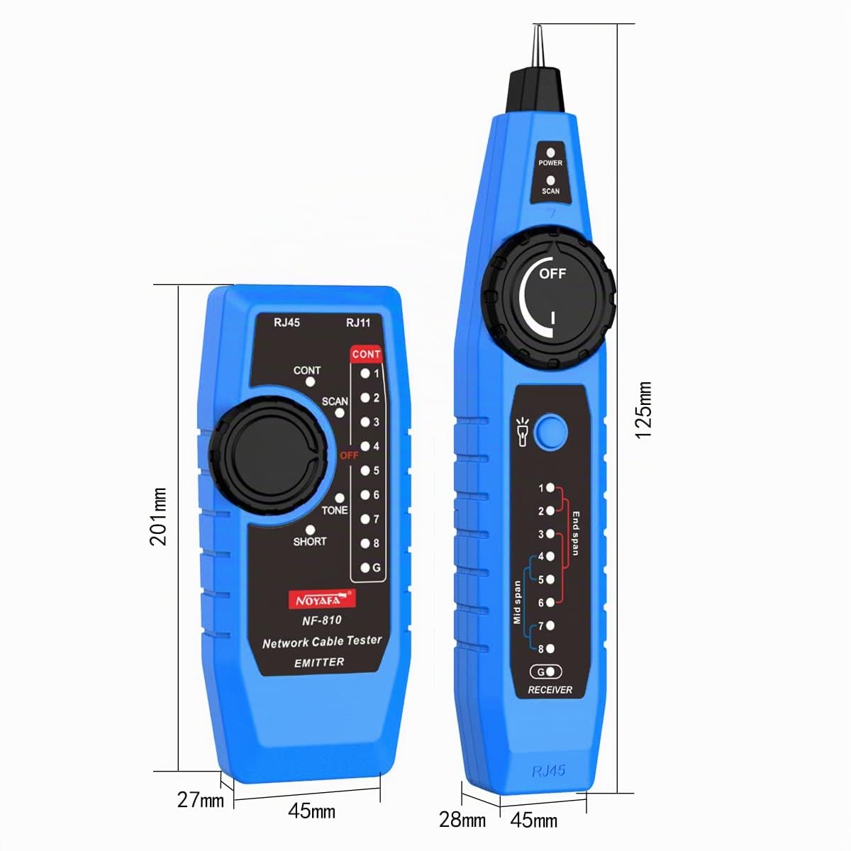 Noyafa Testeur de réseau multifonction NF-810, traqueur de fil réseau Ethernet LAN avec testeur de ligne téléphonique, balayage de ligne réseau, balayage de câble d'alimentation et fonctions de test