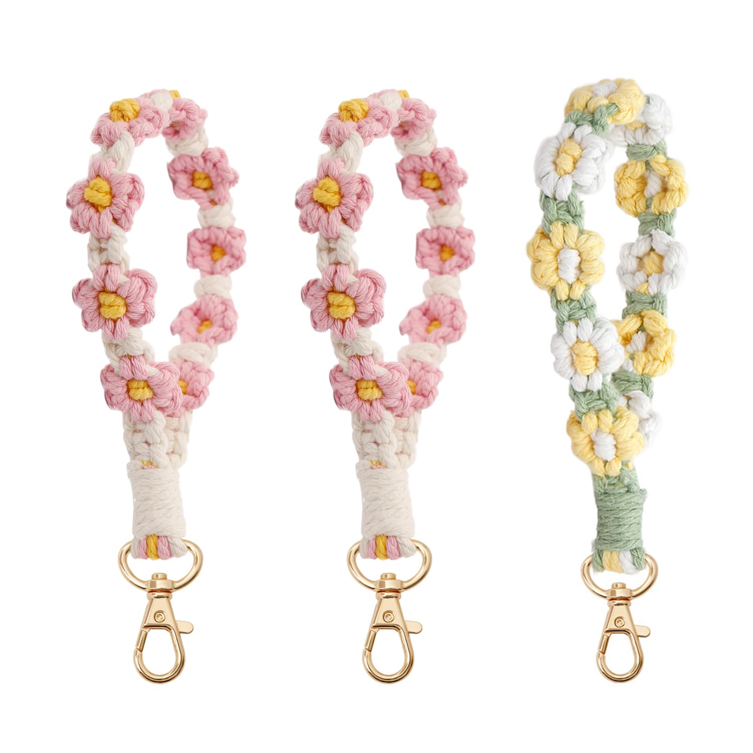 GDFHBD 3 Small Daisy Mobile Phone Ropes, Hand-Woven Colored Ropes, Fashionable Anti-Lost Accessories, Suitable For Mobile Phone Chains And Key Ornaments.