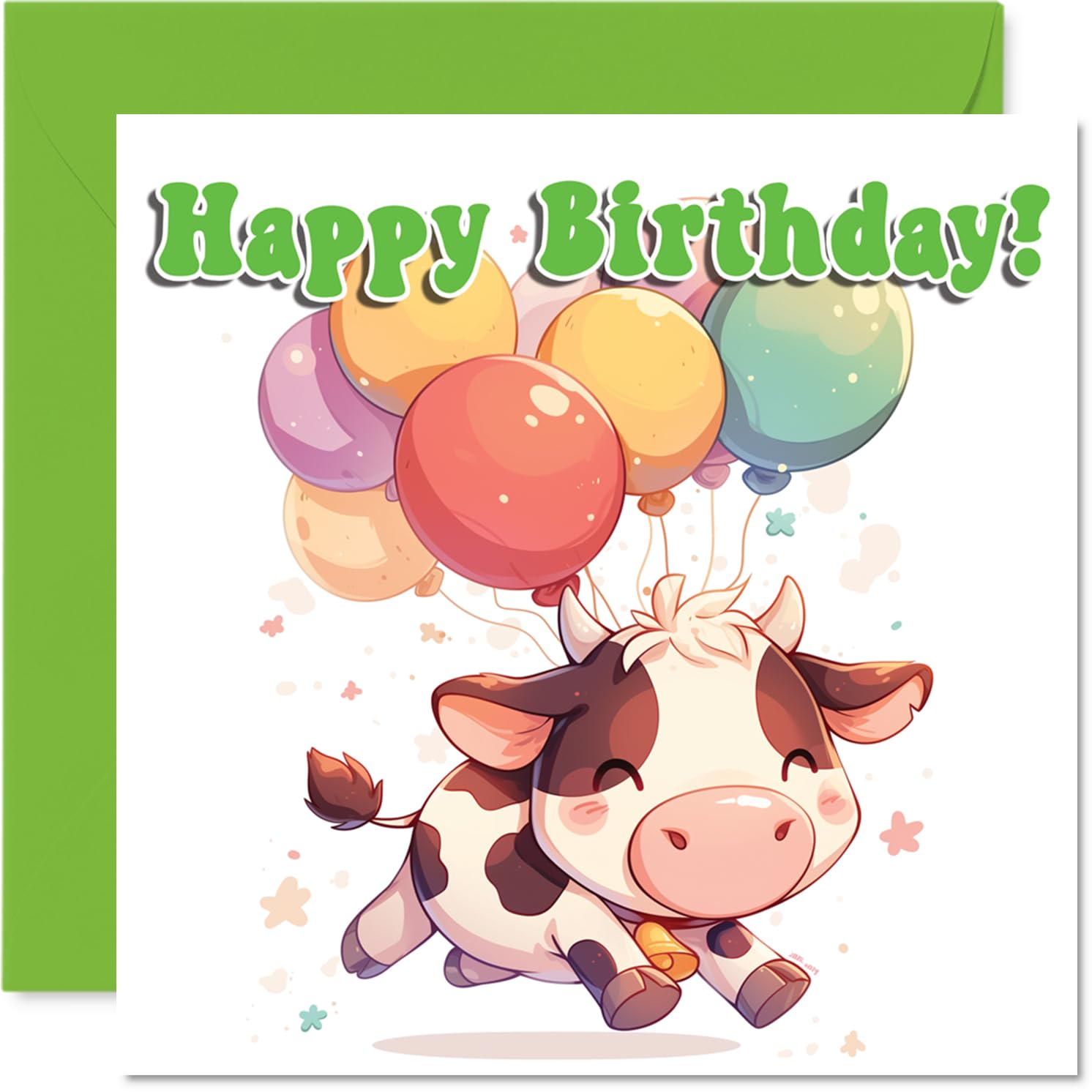 Cows Birthday Card - Balloon Animals - Happy Birthday Cards for Son Daughter Brother Sister Grandson Granddaughter Niece Nephew Cousin, 145mm Bday Greeting Cards