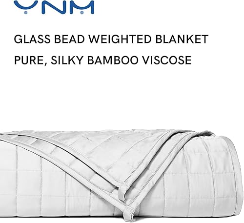 Miniatura 2 de YnM Exclusiva manta refrescante con peso con viscosa de bambú, compartimentos más pequeños con cuentas de cristal, manta de cama para una persona de