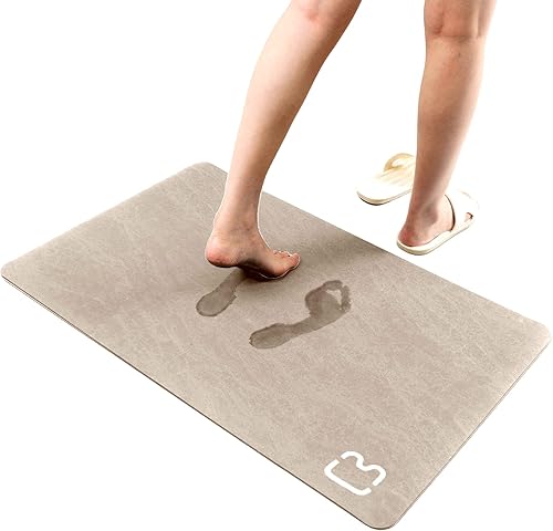 honcor lecar Diatomaceous Earth - Tapete para bañera de secado rápido, antideslizante, súper absorbente, lavable a máquina, rectangular (15.7 x 23.6