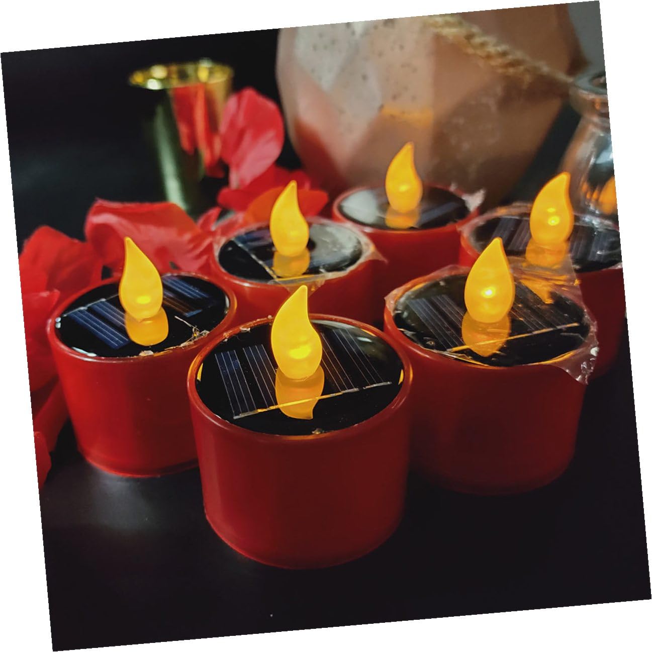 6pezzi Candele LED Solari senza Fiamma Tremolanti Gialle Impermeabili Luce Candela Lampada Candela Solare Lampada Elettrica Lumino LED Luce