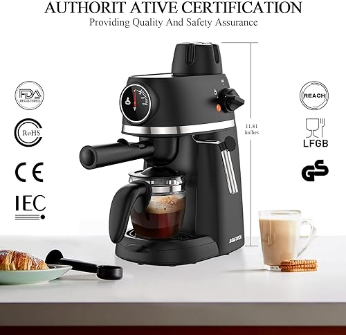Miniatura 2 de SOWTECH Máquina de expreso, máquina de capuchino con espumador de leche de vapor, cafetera de café con leche de 3.5 bar con jarra