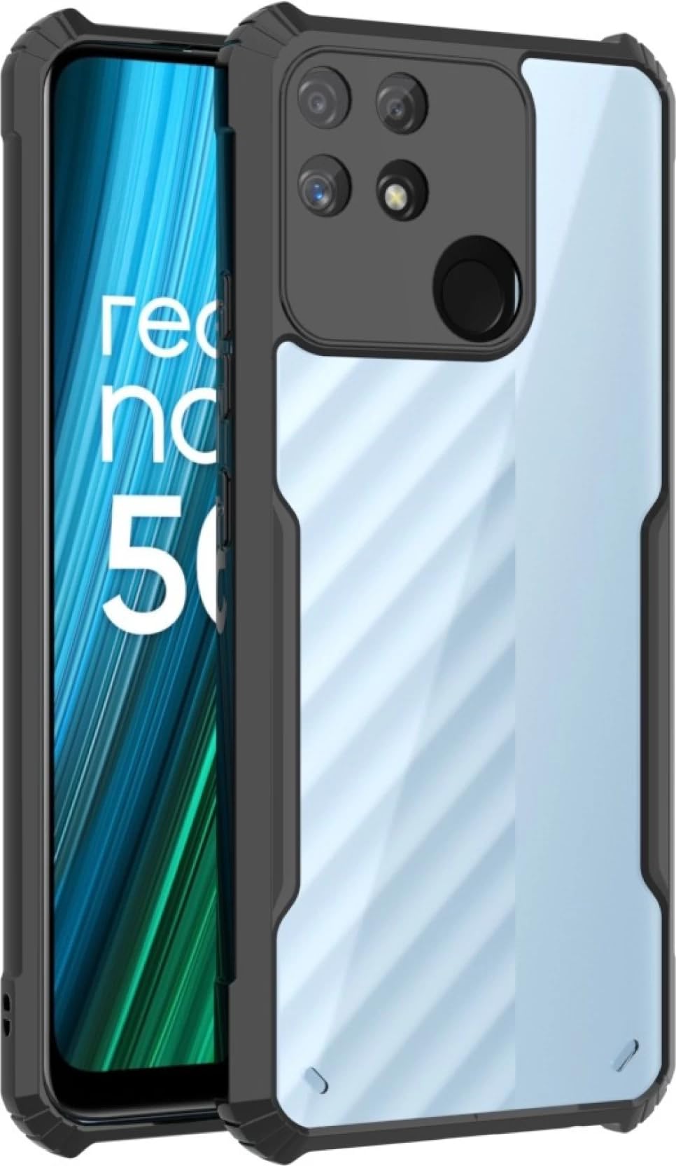 SHINESTAR Realme Narzo 50A Back Cover Case | Ultra Thin 360 Degree Protection Crystal Clear Tranparent Bumper Back Cover Case for Realme Narzo 50A Mobile- Black (B09NRQN8XX) Amazon Price History, Amazon Price Tracker