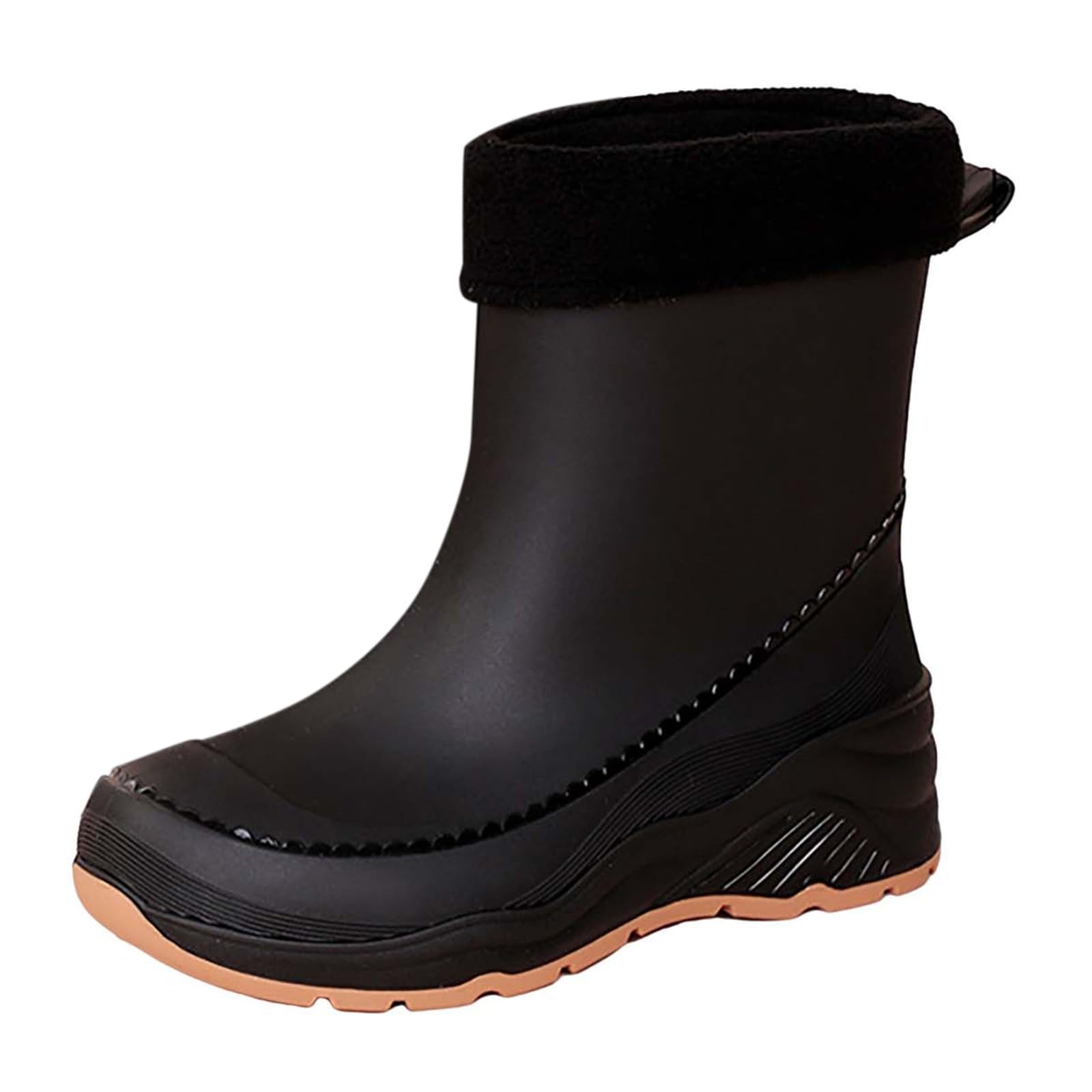 Botas de goma para mujer, medias altas, botines de goma, forradas, botas de lluvia, botines impermeables, zapatos de jardín, antideslizantes, para lluvia, botas de lluvia, botas de goma