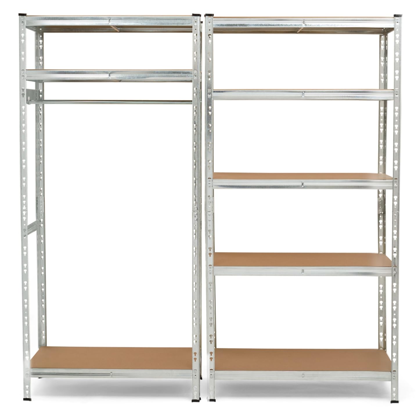 IDMarket - Juego de 2 estantes modulares de carga pesada de metal 8 bandejas con vestuario