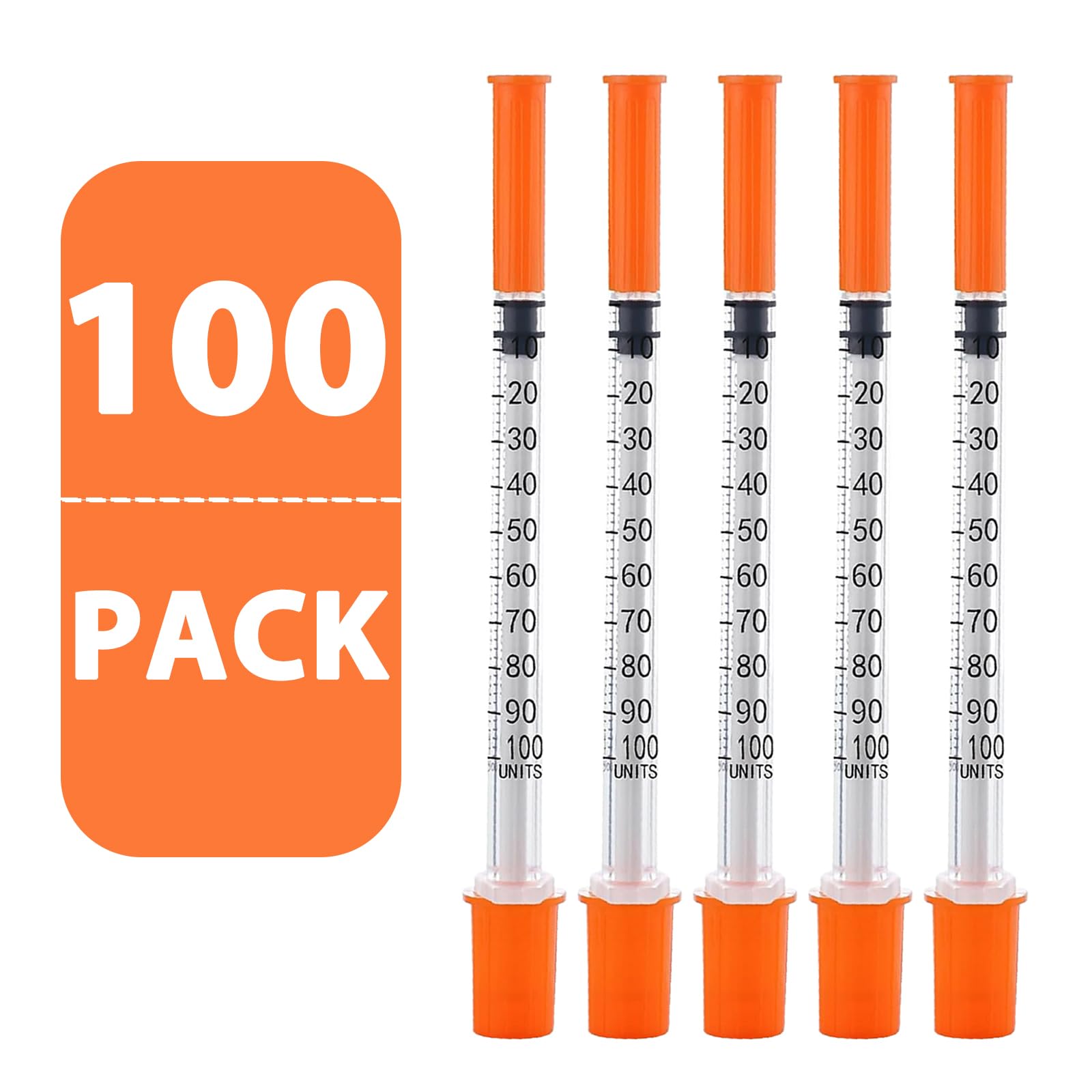100PACK 1ml Syringes with 29Ga 1/2 Inch Needle, Individually Wrapped Lab Supplies (1CC 29G 1/2" 100PACK) — Amazon image 2