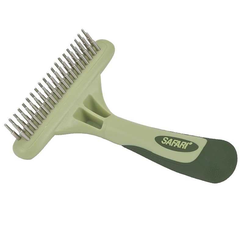 Rastelo Desembaraçador para Cães Coastal Safari com Pinos Giratórios de Aço Inoxidável, Dupla Fileira, Verde