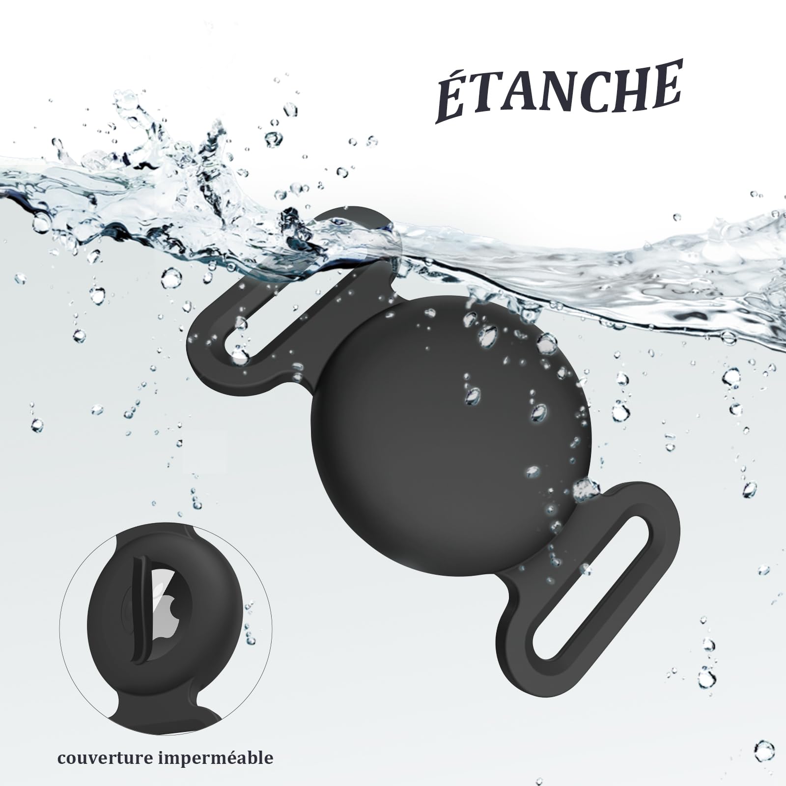 Vancle Airtag Étuis Collier pour Chien et Chat, Coque en Silicone Étanche pour Apple AirTag GPS Finder, 1pc Housse de AirTag Protection pour Pet Colliers de Compagnie Anti-Perte Porte-clés AirTag