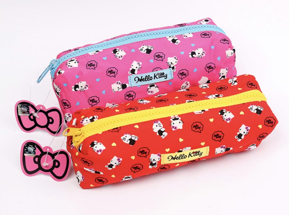 Image of Bandal & Neoul Kitty's Officially Licensed Pink & Red Writing Instrument Pouch with Bold Zipper (Red)