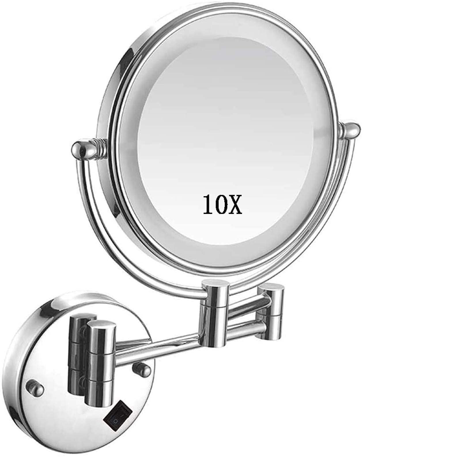 Miroir de maquillage mural grossissement 10X double face 8 pouces