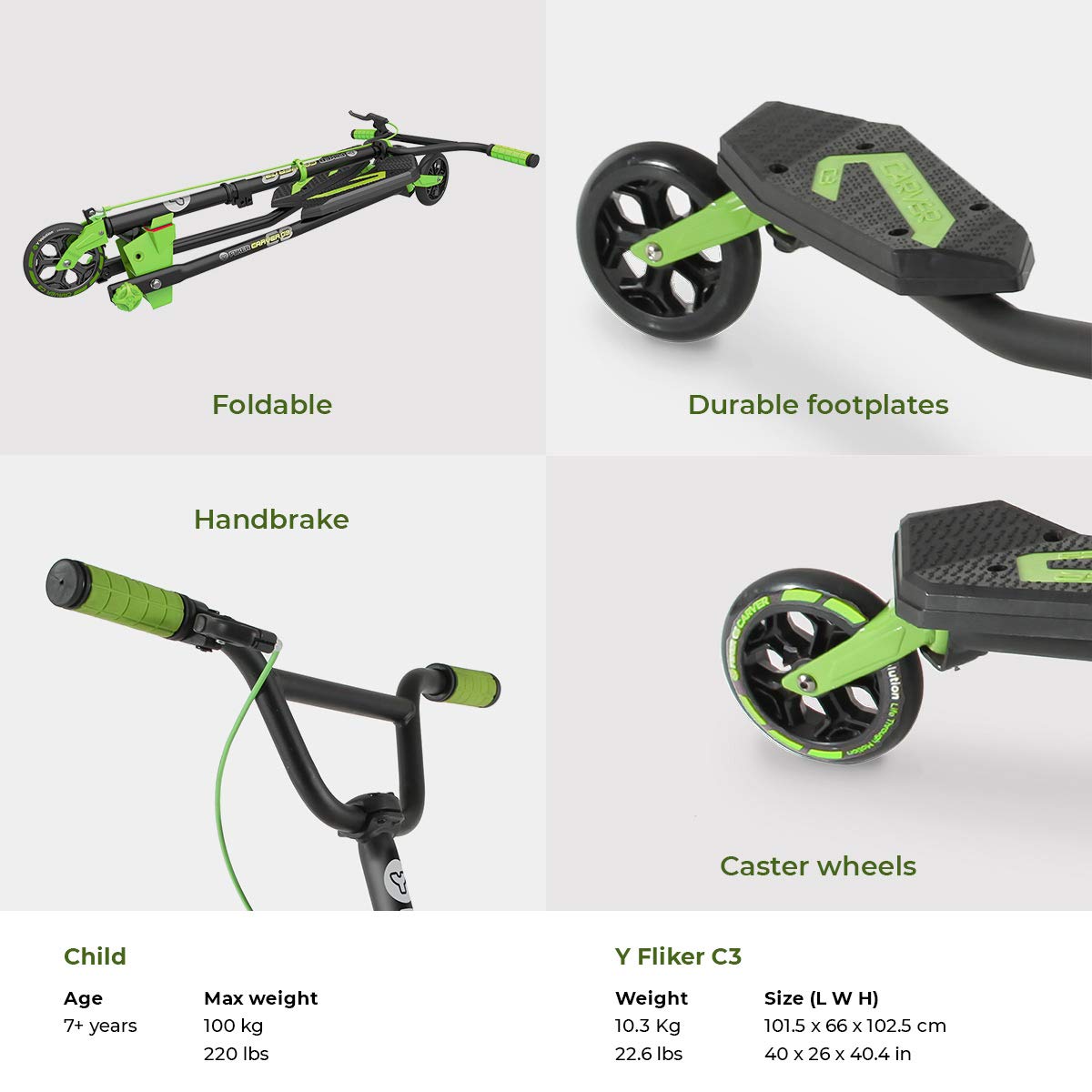 Yvolution Fliker Carver C3 - Green Ride On: Buy Online at Best