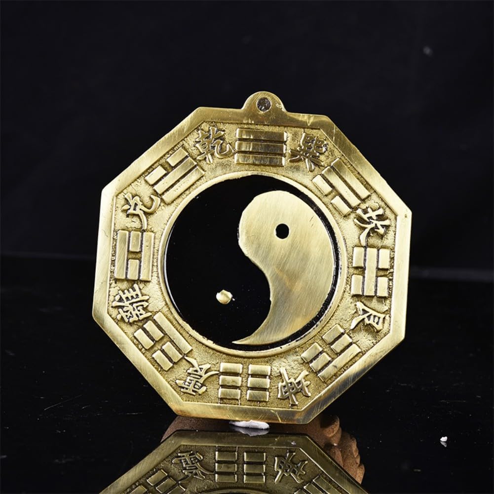 Feng Shui Good Luck Charms Furniture,Bag,Home,Office Other Scenes 阴阳八卦镜太极镜凸镜乾坤九宫黄铜大门平面镜八挂家用八卦镜 fengshui Chinese Tassel Ornaments-1687