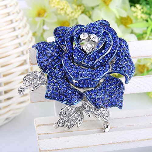Image of EVER FAITH Women's Austrian Crystal Blooming Beautiful Rose Flower Brooch