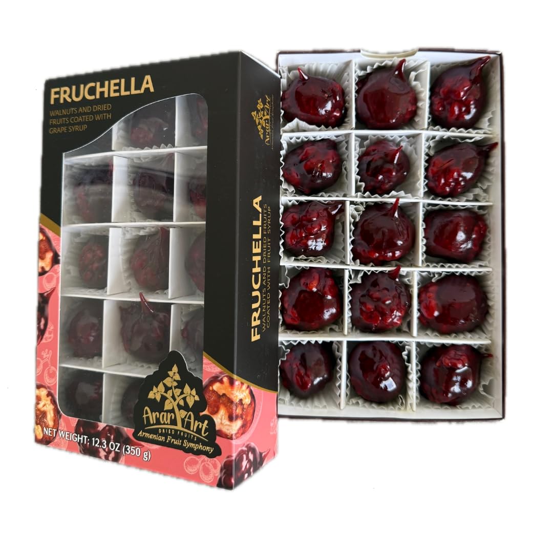 FRUCHELLA (12.3oz) – Premium Armenian Gourmet Delights | Mixed Dried Fruits & Walnuts Coated in Pomegranate Syrup | Handcrafted, Healthy & Delicious