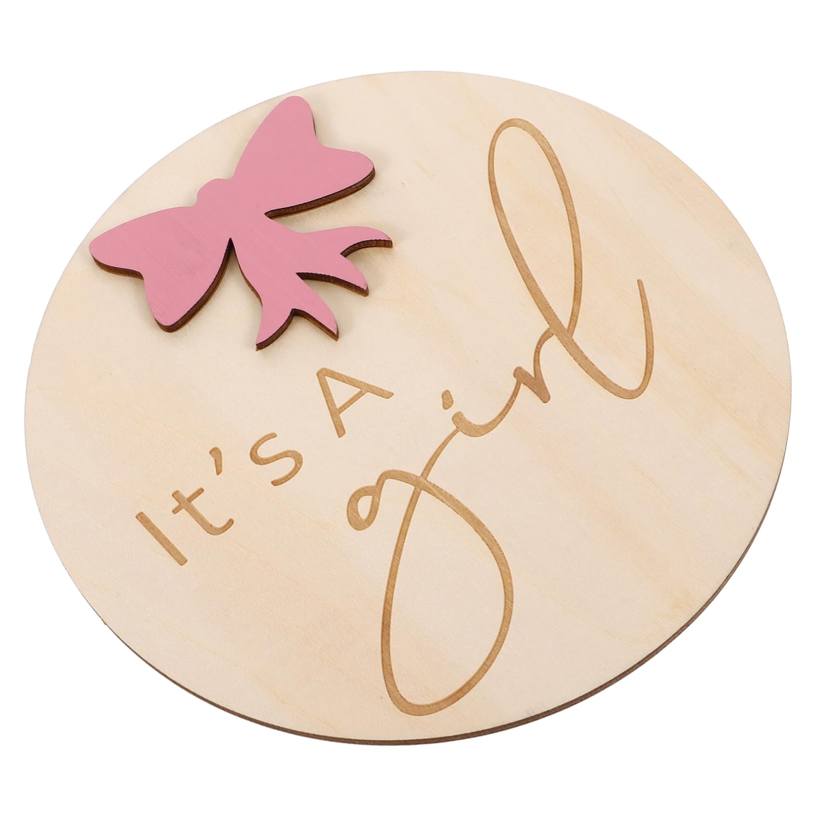 Happyyami Wooden Baby Name Sign Round Birth Announcement Board Photo Decor for Nursery