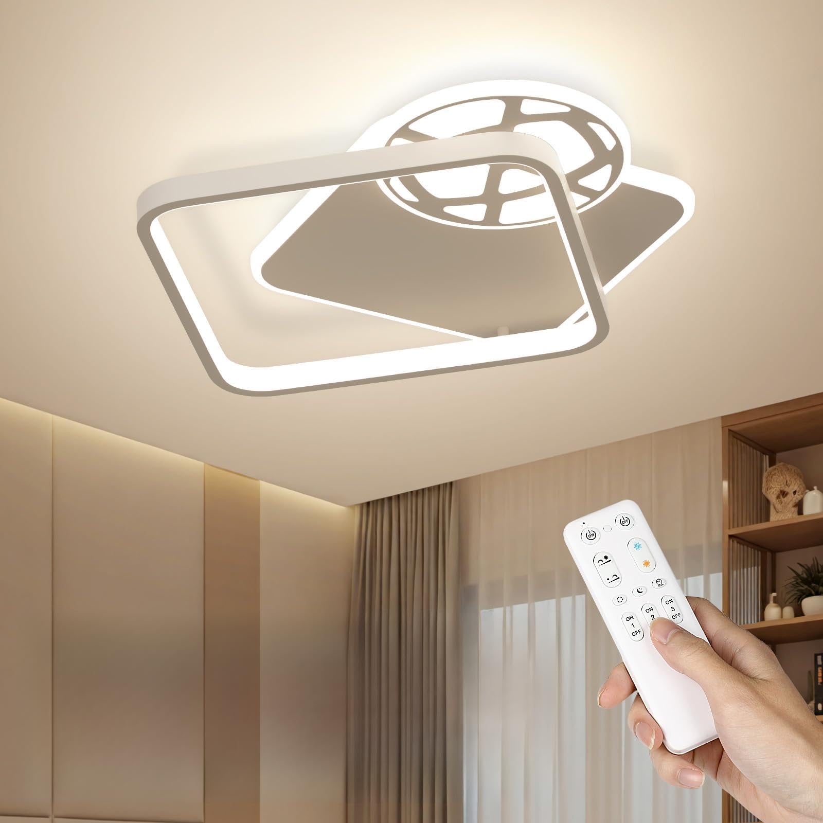 OTREN LED Football Ceiling Light Dimmable 3000K-6000K Bedroom Ceiling Light with Remote Control, Ceiling Lighting with Timer Function and Night Light for Children's Room, Kitchen, Living Room, Balcony — image 1