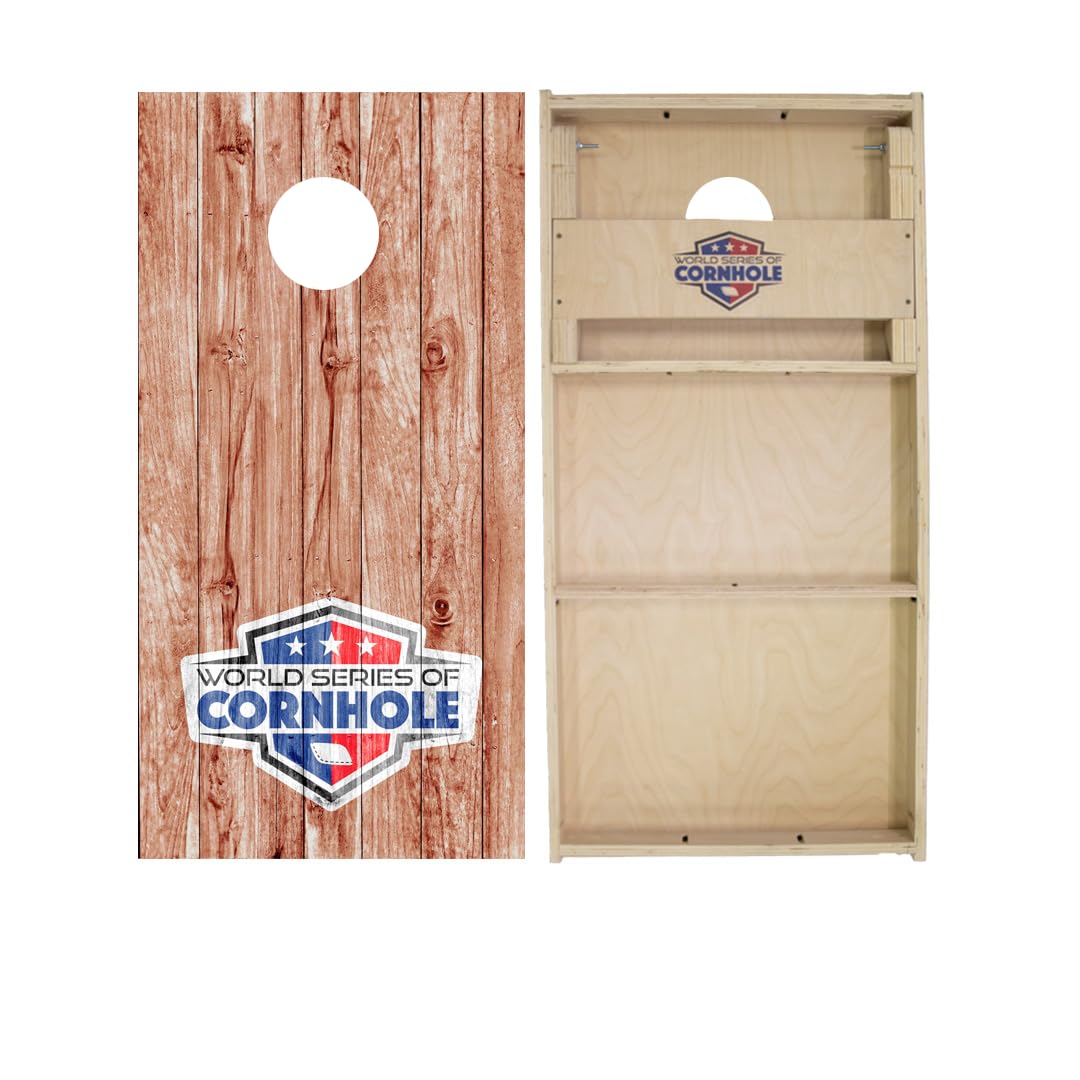 Skip's Garage Plank Wood Cornhole Boards - WSOC Runway Series - Includes (2) Boards (NO Bags) + (2) Hole Lights & (2) Edge Lights