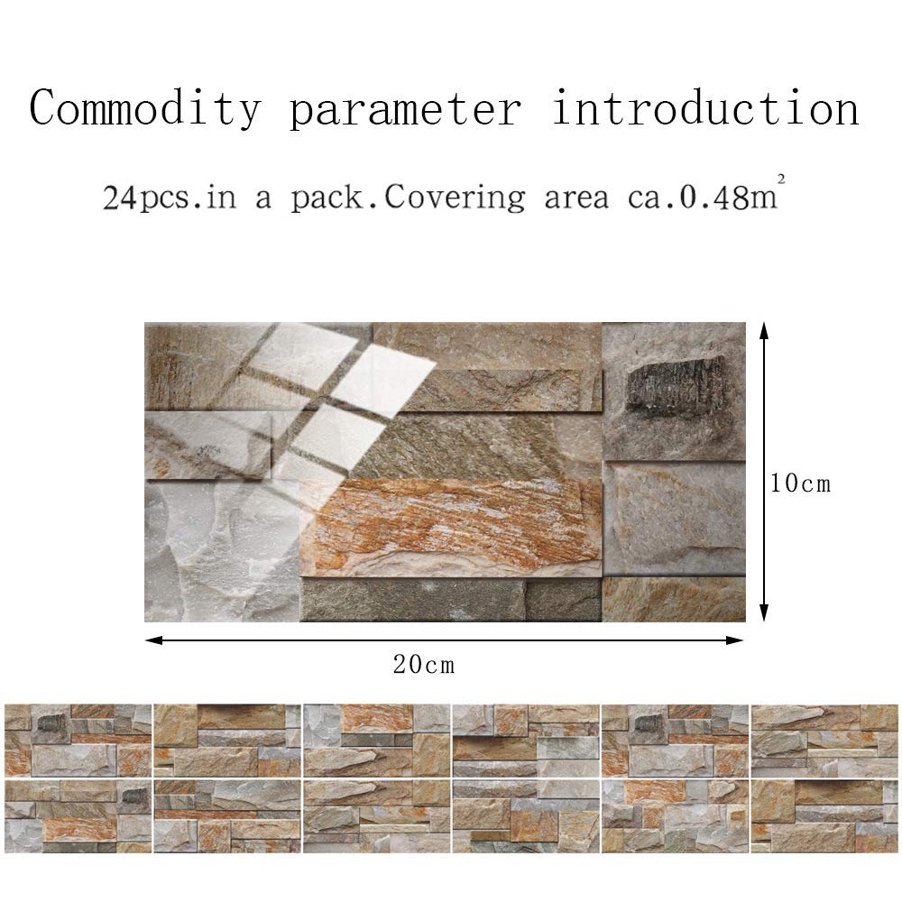 Stickers Carrelage Adhésifs Stickers Carrelage Hiseng 24 Pièces | Motif Marbre Mosaïque - Imperméable, Salle De Bain & Cuisine Credence Adhesive