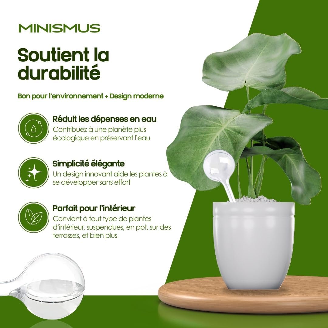 MKNZOME Lot De 3 Boules D'irrigation Automatiques En Verre Pour Plantes D' Intérieur, Système D'irrigation, Vacances, Auto-arrosage, Distributeur D'eau, Plantes, Fleurs, Jardin, Balcon