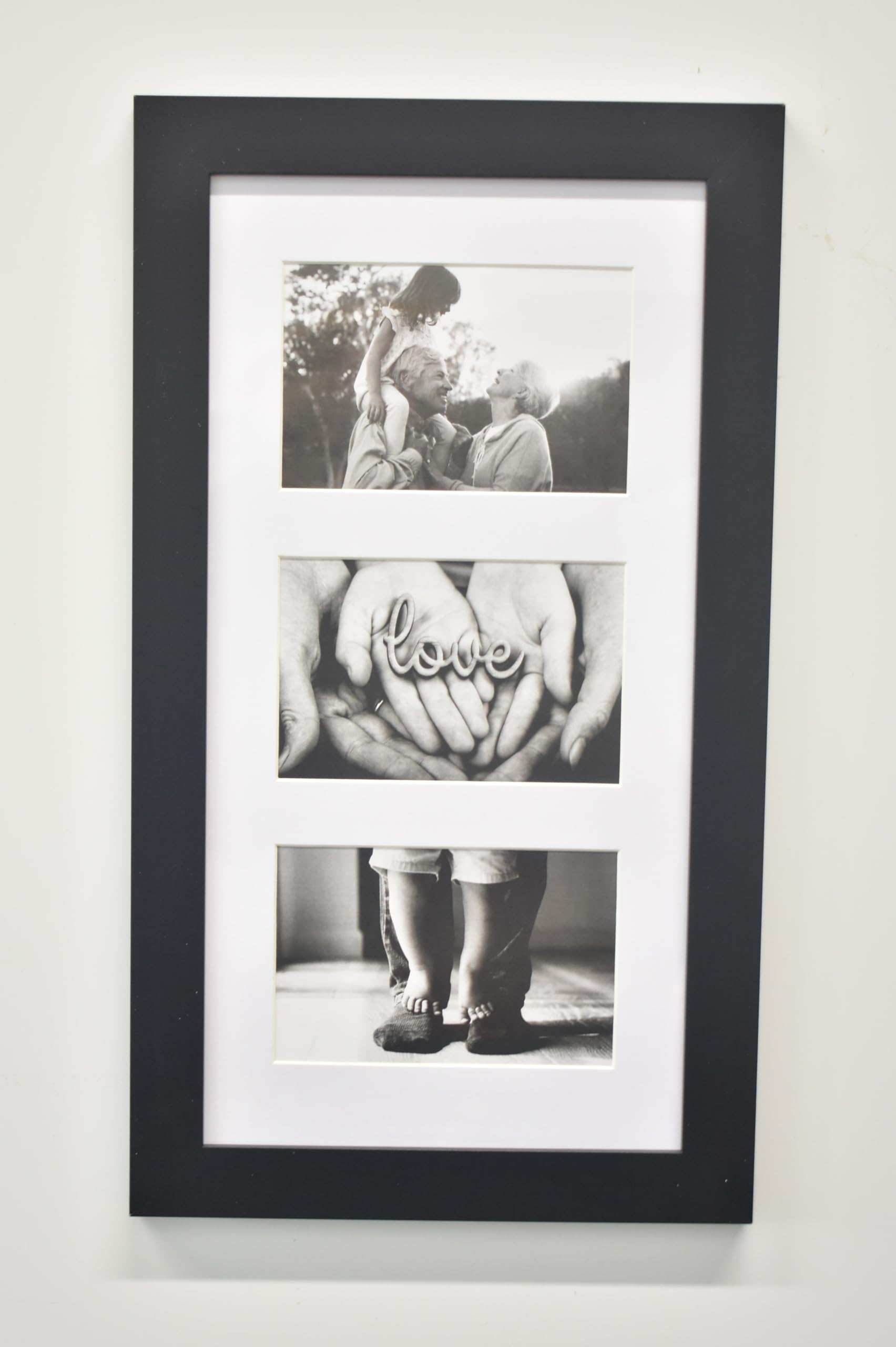 Biznest Black 3 Multi-Aperture Frame Photos Multi Picture Wall Frame Family Rules Collage Frame Photo Frame 26X43cm (Black)