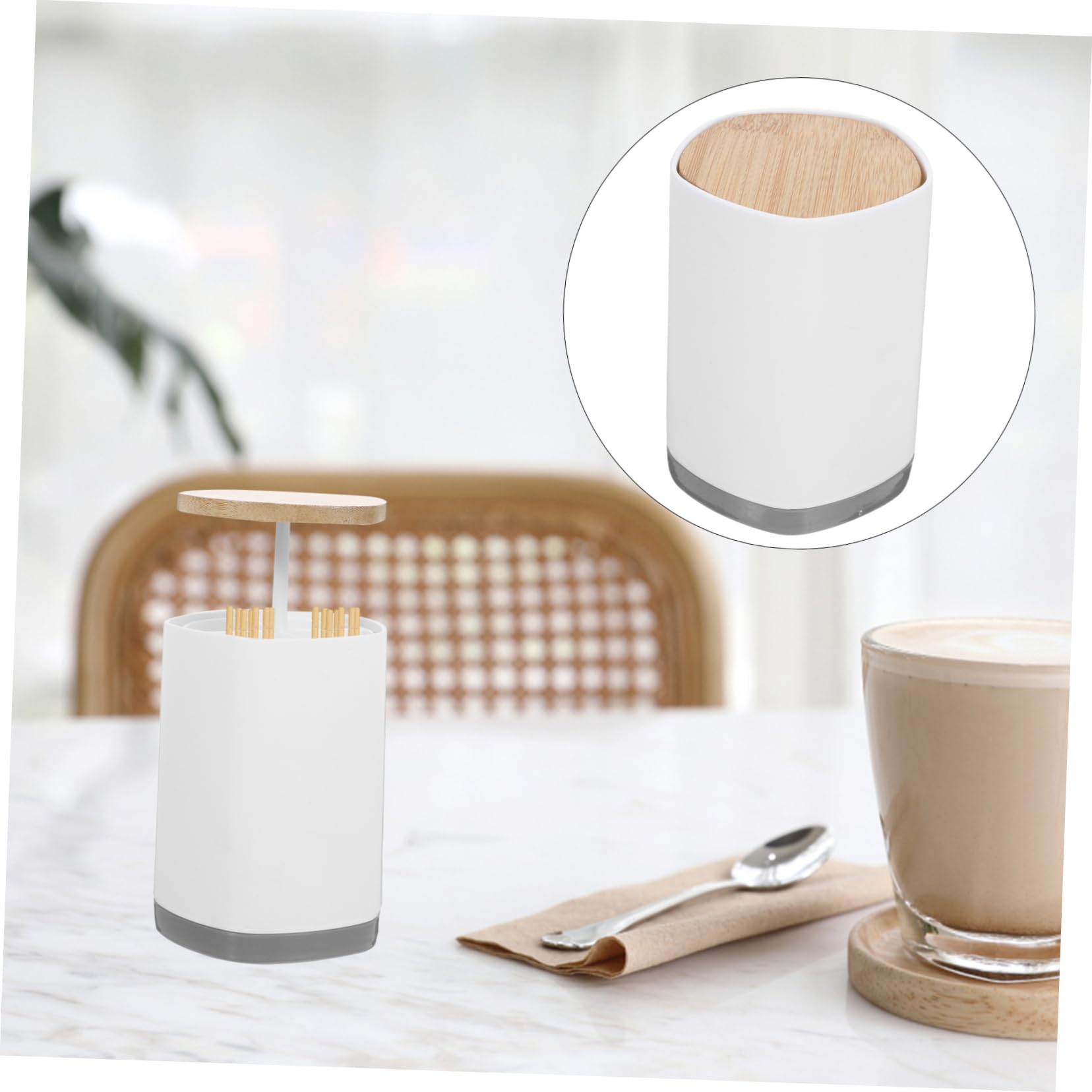 OUNONA Press Type Toothpick Holder with Lid Stylish Toothpick Dispenser for Kitchen Home Material Chic Design Space Saving Storage