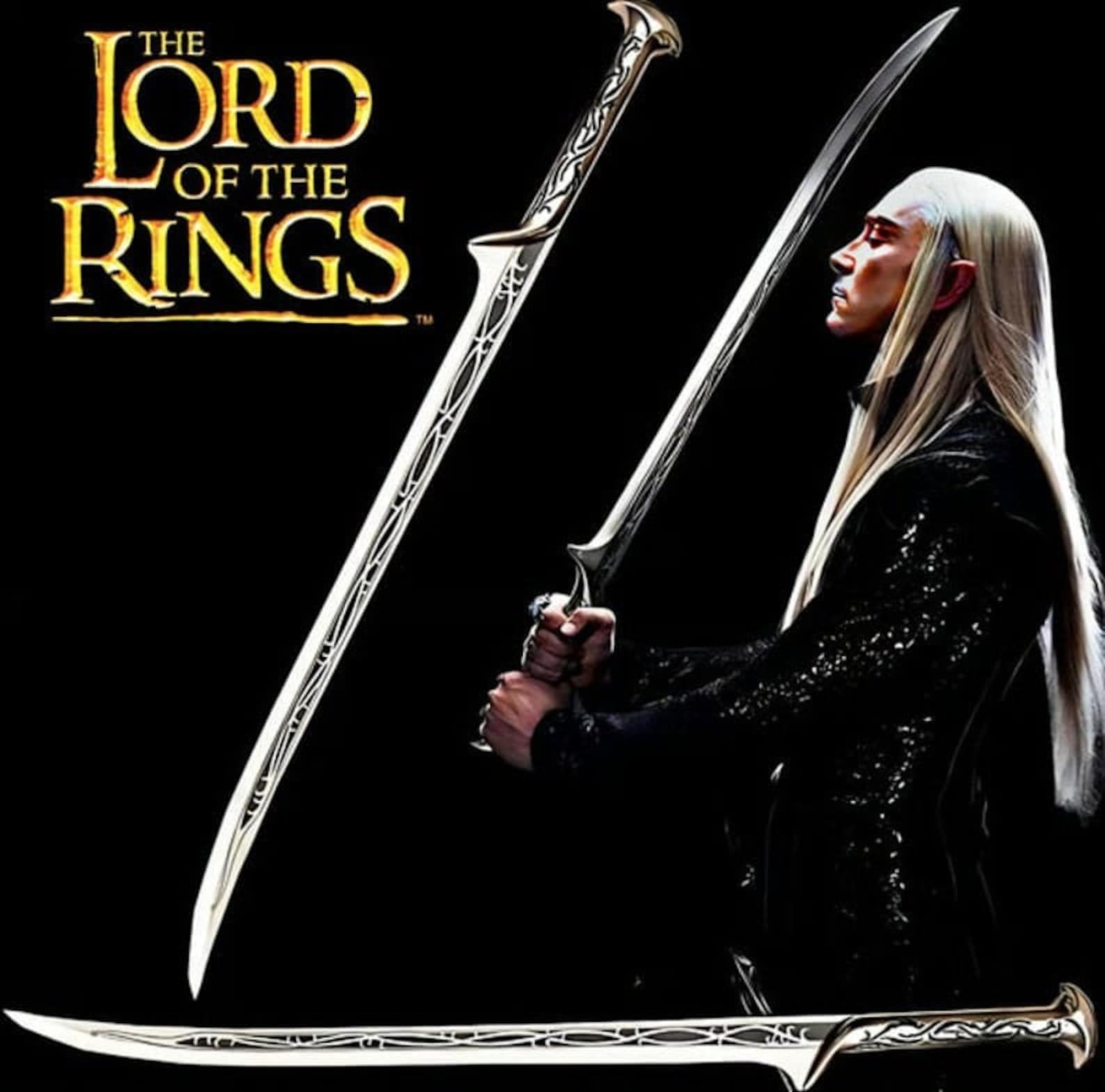 Elvenking Thranduil Schwert des Herr der Ringe Nachbildungen Full Tang, rasiermesserscharfer Hartstahl, handgefertigt, mit Wandhalterung