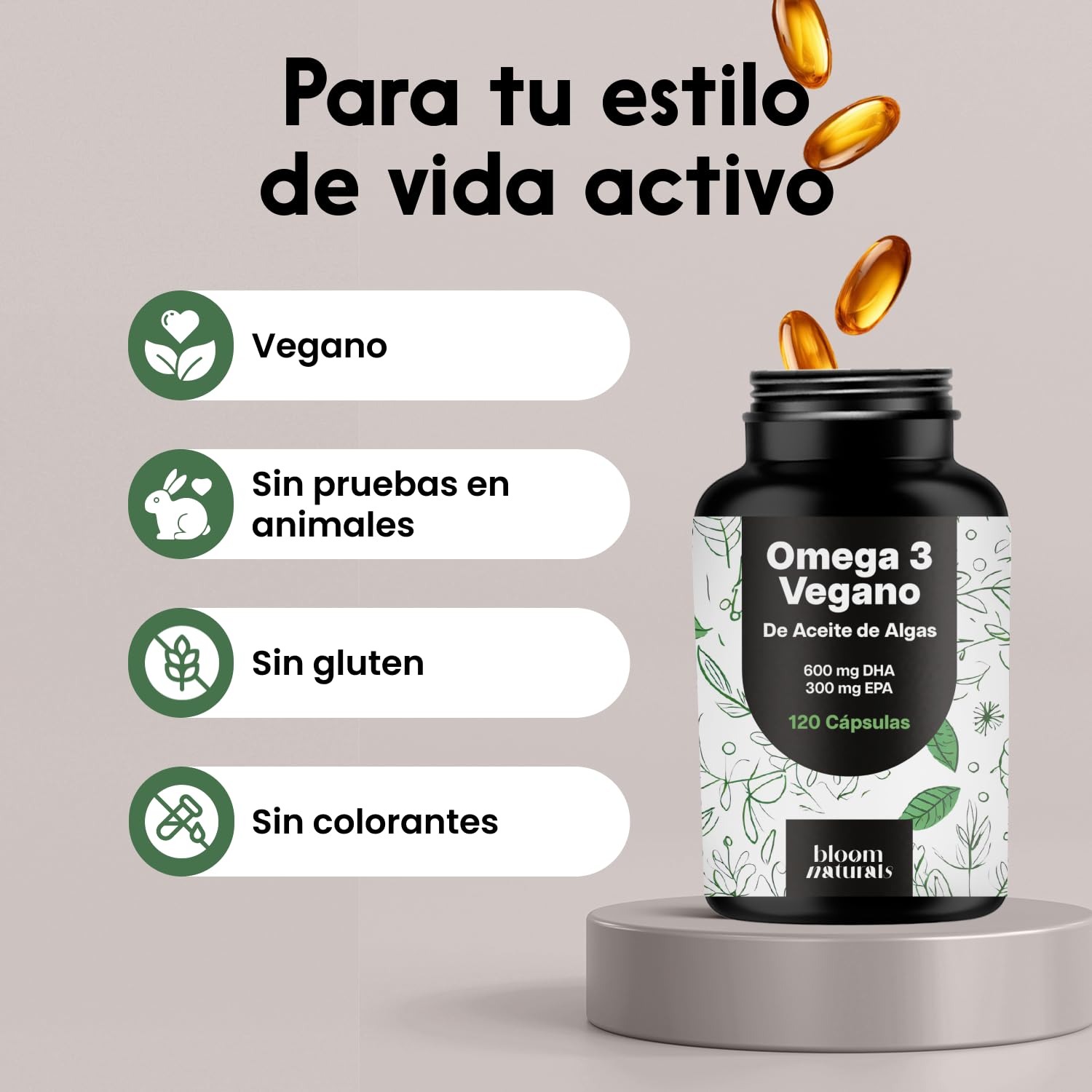 Omega 3 Capsulas – 120 cápsulas – 2000 mg por día – 600 mg EPA, 300 mg DHA