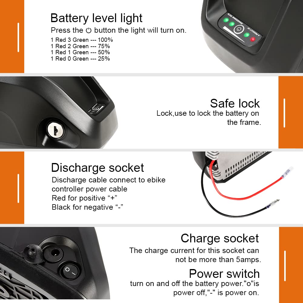 SEASON Hailong Batterie de vélo électrique 36V 13Ah 14.5Ah 15.6Ah 18Ah, Lithium-ION Batterie pour Moteur 250W 500W 750W pour Ebikes Mifa Prophete tianneng, 4 Broches/5 Broches