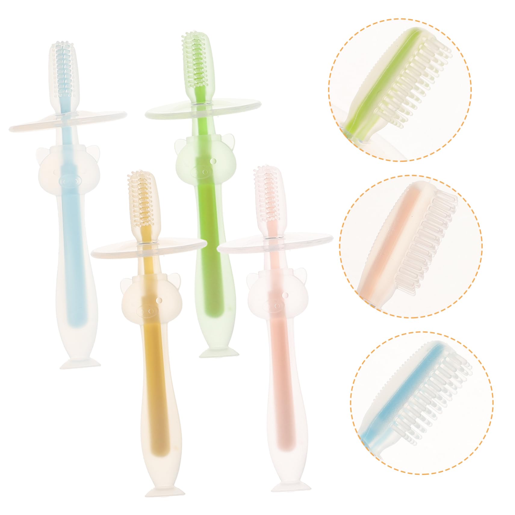 Healeved 16pezzi Spazzolini Silicone Per Ragazza Ragazza Con Base Ventosa Spazzolini Morbidi Per Orale Dei Colori Vivaci