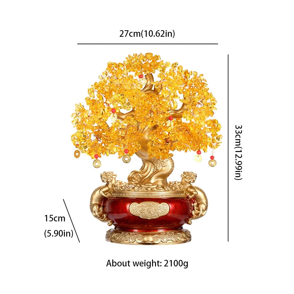 sdneNest Albero di cristallo giallo albero della fortuna albero della fortuna decorazione casa ufficio cristallo albero della fortuna Feng Shui albero fortunato albero denaro albero 27,6/32,9/41,92 cm