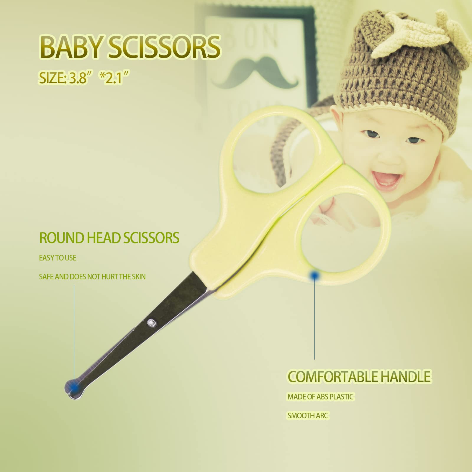 ZELIN YE - Kit de aseo para bebé, 8 en 1, cepillo de pelo de bebé, cortaúñas, limpiador de nariz, cepillo de dientes para dedos, tijeras de uñas, kit de manicura para el cuidado del bebé, mantener