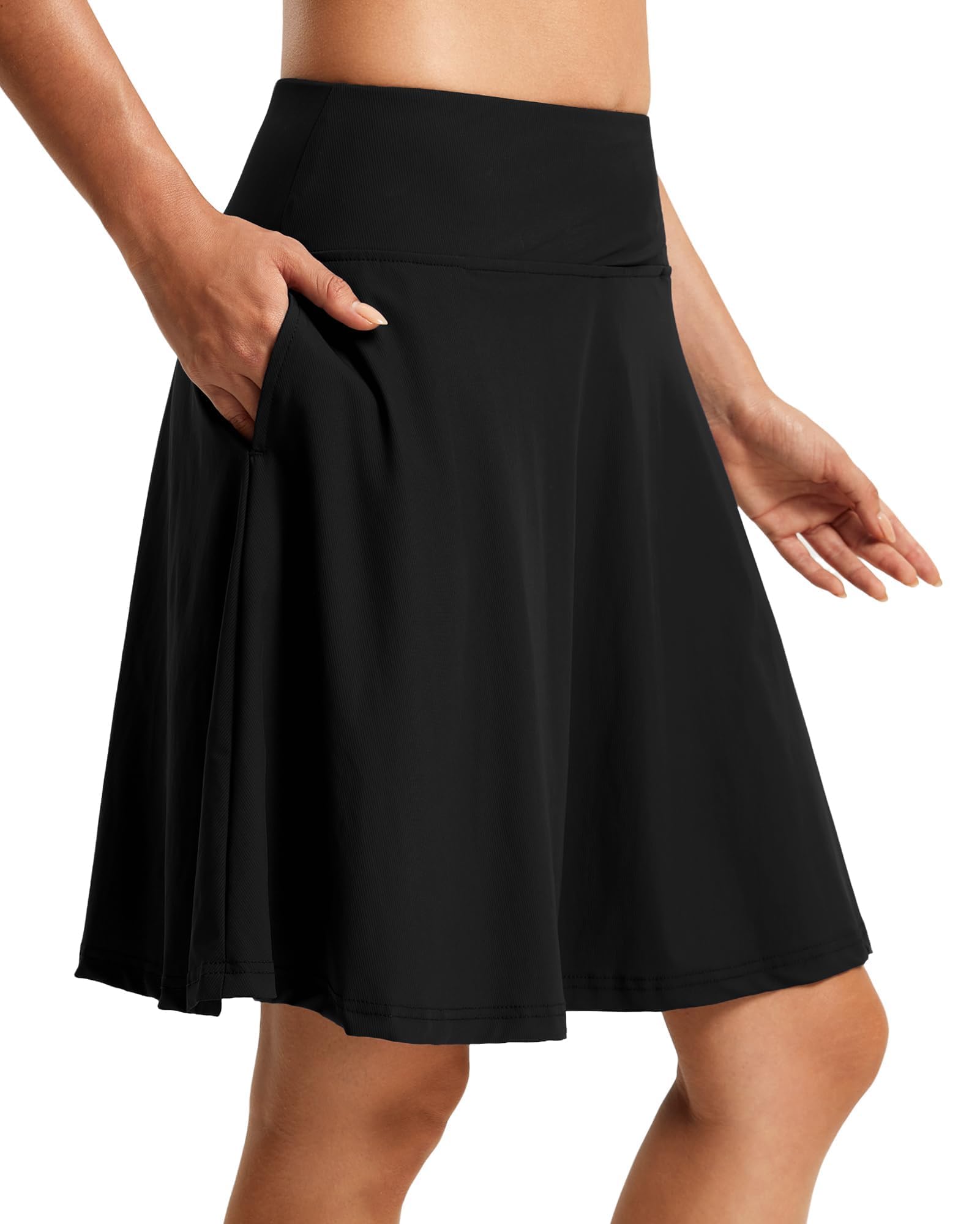 FitsT4 Sports Womens 20 High Waisted Swim Skirt Skort Quick Dry Swimsuit Bikini Bottoms with Pockets