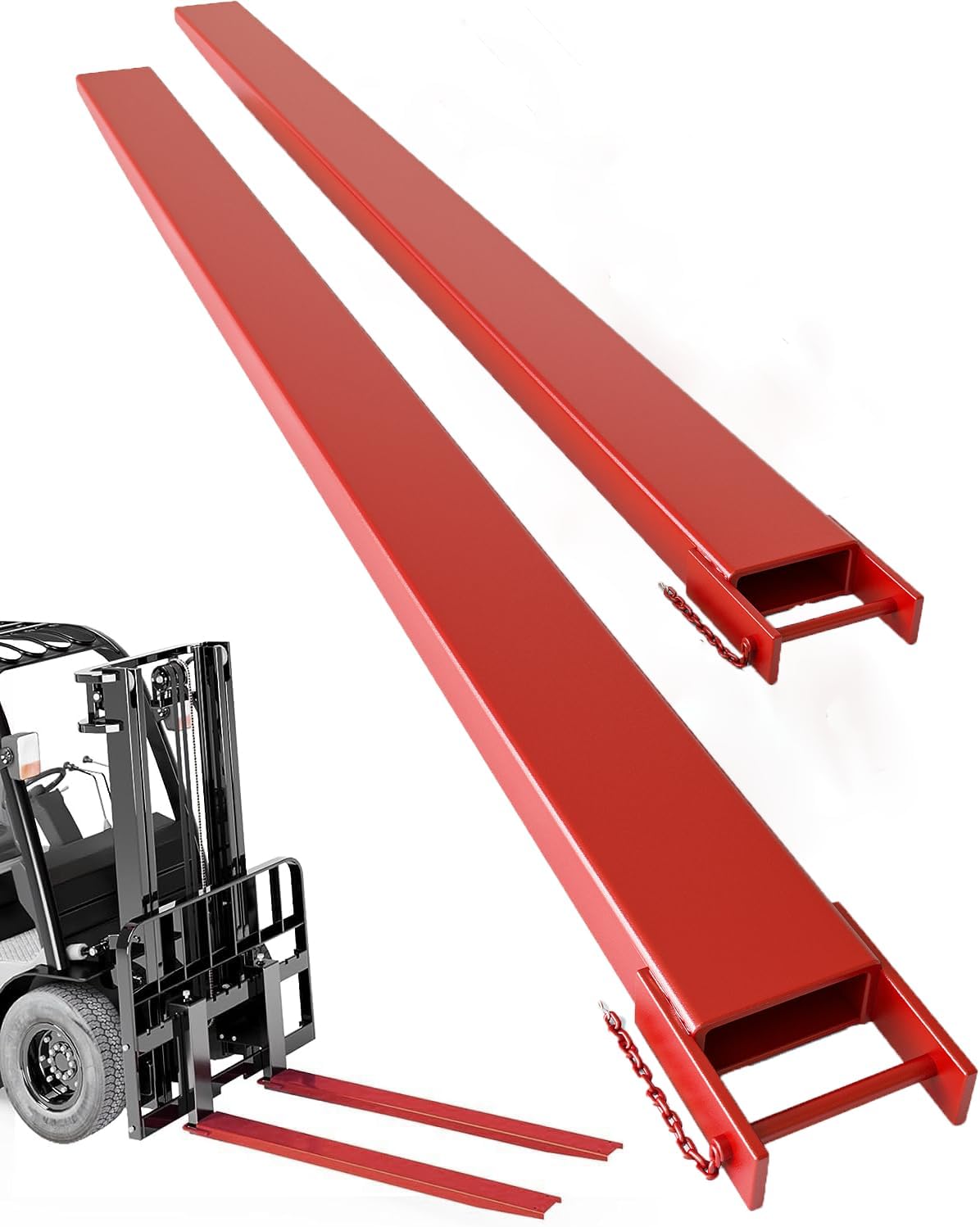 Extensiones de horquilla de acero resistente, 72 pulgadas de largo y 5 pulgadas de ancho, con cadena de neumáticos para tractor, carretilla