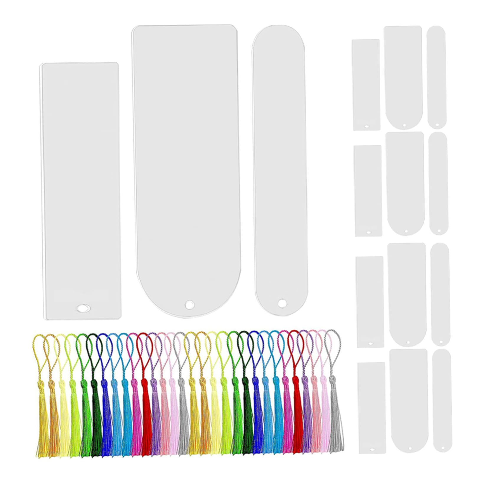jojofuny Marcapáginas Acrílicos Transparentes Kit DIY y Redondo con Borlas Suministros para Manualidades y Bricolaje para Maestras y Decoración de Libros