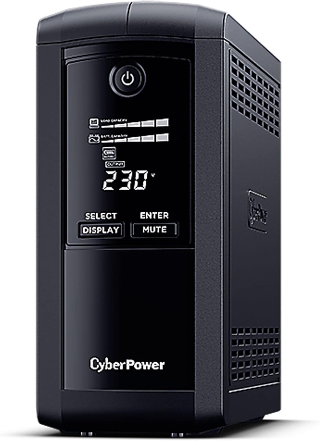 CyberPower VP700ELCD UPS front view b'displej LCD u buttuni ta' kontroll