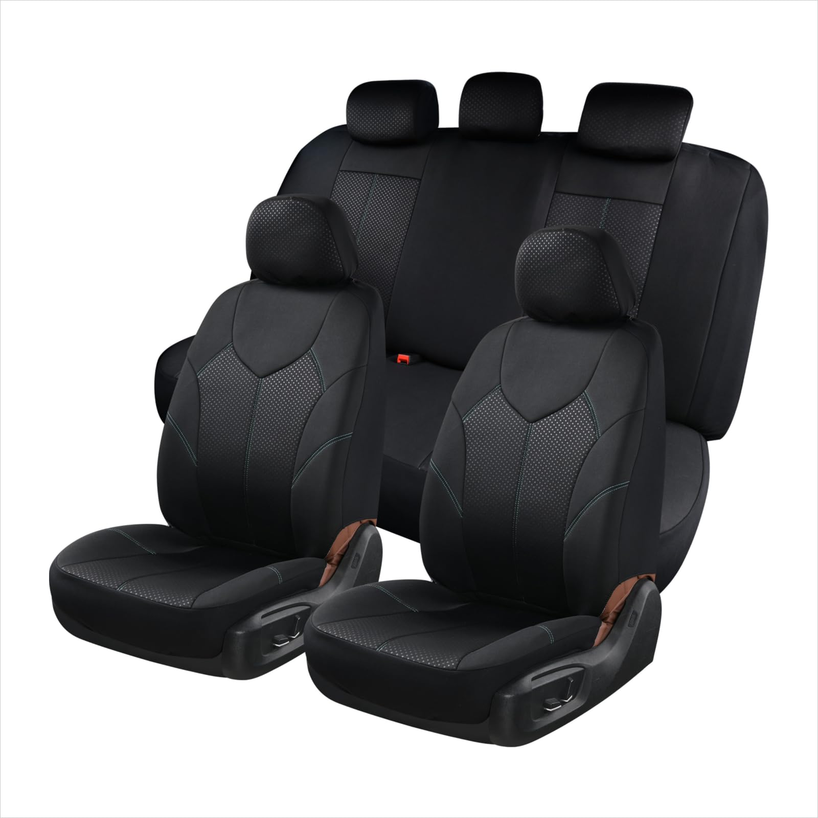 Photo 1 of Coverado Car Seat Covers Full Set, 11 Pieces Universal Seat Covers for Cars, PVC Car Seat Cushions Front Seats and Back, Car Seat Protectors, Black Seat Covers Carseat Cover Fit for Most Cars Blue line FullSet