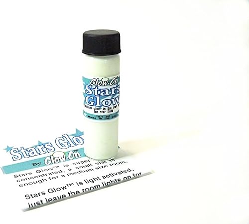 Pintura Stars-Glow para techos, color blanco y brillo aguamarina, a base de agua, para una habitación grande. Vial de tamaño económico de 0.6 fl oz.