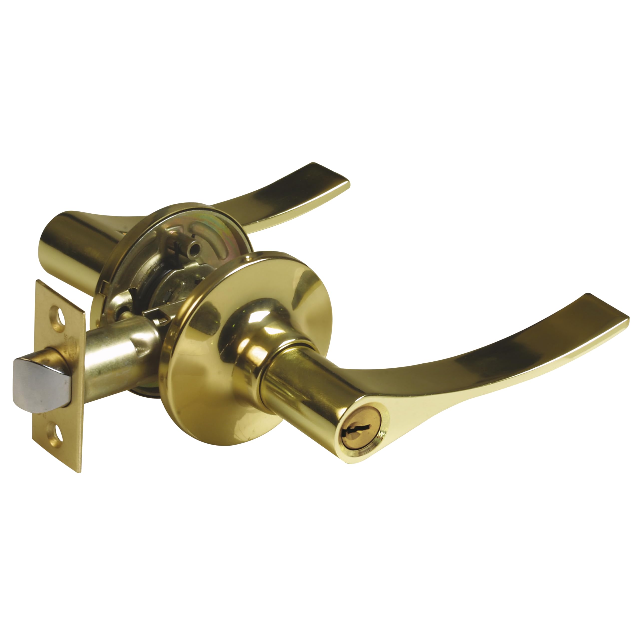 Amig - Zestaw klamek wejściowych z lewej strony z klamką | Rozeta do drzwi | Idealna klamka do drzwi drewnianych | Zamak | Złoty | Klamka wejściowa 60/70 mm
